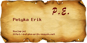 Petyka Erik névjegykártya